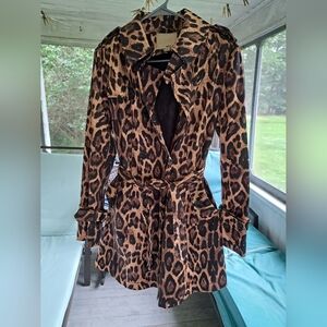 Beulah Leopard Print Trench Coat